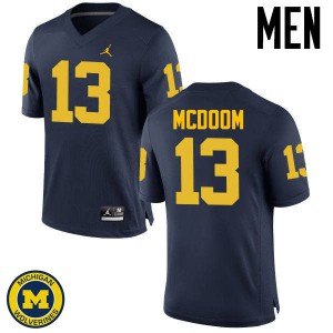 Michigan Wolverines #13 Eddie McDoom Men's Navy College Football Jersey 214733-404