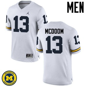 Michigan Wolverines #13 Eddie McDoom Men's White College Football Jersey 361252-115