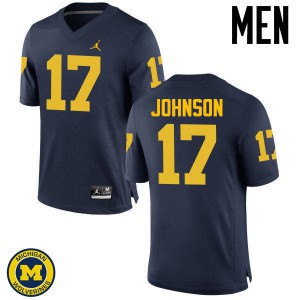 Michigan Wolverines #17 Ron Johnson Men's Navy College Football Jersey 424262-833