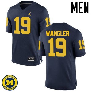 Michigan Wolverines #19 Jared Wangler Men's Navy College Football Jersey 175553-569