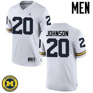 Michigan Wolverines #20 Drake Johnson Men's White College Football Jersey 928170-885