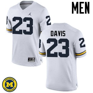 Michigan Wolverines #23 Kingston Davis Men's White College Football Jersey 317680-665