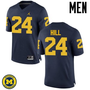 Michigan Wolverines #24 Lavert Hill Men's Navy College Football Jersey 974803-994