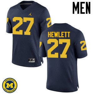 Michigan Wolverines #27 Joe Hewlett Men's Navy College Football Jersey 707302-834
