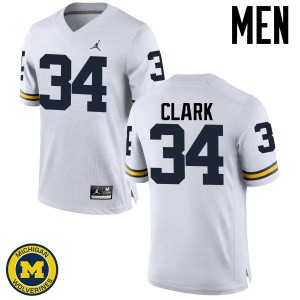 Michigan Wolverines #34 Jeremy Clark Men's White College Football Jersey 787980-734