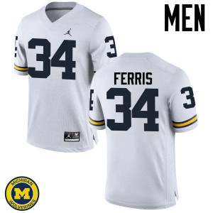 Michigan Wolverines #34 Kenneth Ferris Men's White College Football Jersey 674916-805