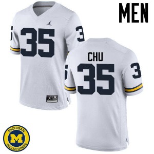 Michigan Wolverines #35 Brian Chu Men's White College Football Jersey 414880-295
