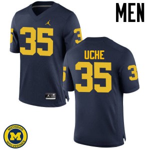 Michigan Wolverines #35 Joshua Uche Men's Navy College Football Jersey 998833-291
