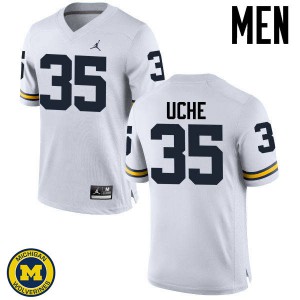 Michigan Wolverines #35 Joshua Uche Men's White College Football Jersey 223393-278