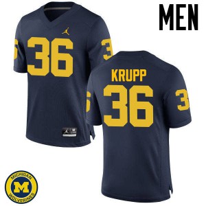 Michigan Wolverines #36 Taylor Krupp Men's Navy College Football Jersey 745646-375