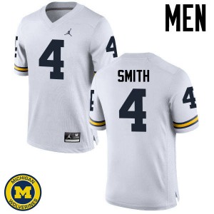 Michigan Wolverines #4 De'Veon Smith Men's White College Football Jersey 939320-857
