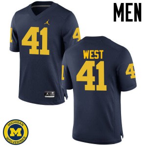 Michigan Wolverines #41 Jacob West Men's Navy College Football Jersey 730999-969