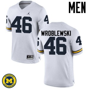 Michigan Wolverines #46 Michael Wroblewski Men's White College Football Jersey 997947-208
