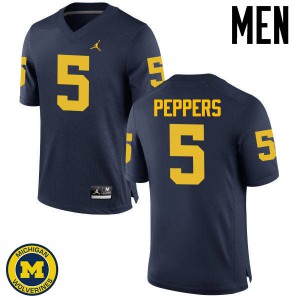 Michigan Wolverines #5 Jabrill Peppers Men's Navy College Football Jersey 396701-888