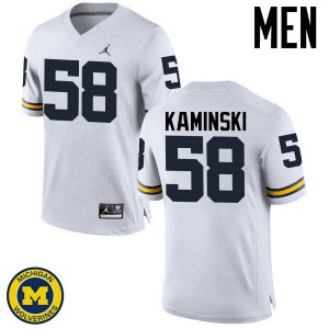 Michigan Wolverines #58 Alex Kaminski Men's White College Football Jersey 840389-265