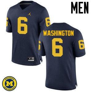 Michigan Wolverines #6 Keith Washington Men's Navy College Football Jersey 799862-226