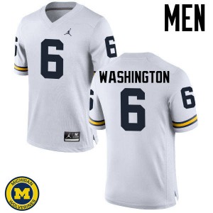 Michigan Wolverines #6 Keith Washington Men's White College Football Jersey 734561-460