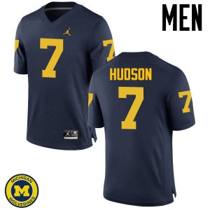 Michigan Wolverines #7 Khaleke Hudson Men's Navy College Football Jersey 562934-335
