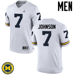 Michigan Wolverines #7 Shelton Johnson Men's White College Football Jersey 114819-275