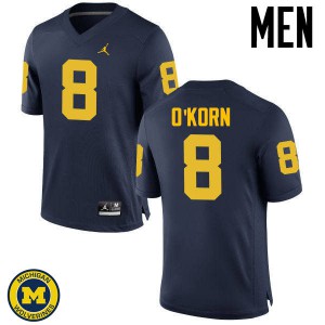 Michigan Wolverines #8 John O'Korn Men's Navy College Football Jersey 774397-843