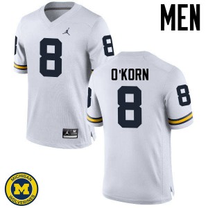 Michigan Wolverines #8 John O'Korn Men's White College Football Jersey 348573-416