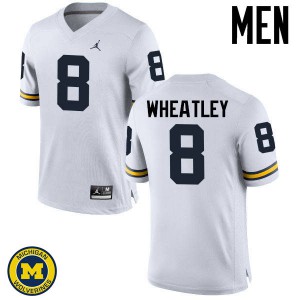 Michigan Wolverines #8 Tyrone Wheatley Men's White College Football Jersey 146547-518