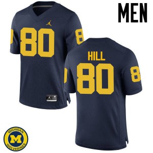 Michigan Wolverines #80 Khalid Hill Men's Navy College Football Jersey 457904-243