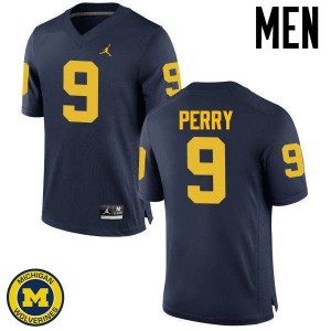 Michigan Wolverines #9 Grant Perry Men's Navy College Football Jersey 864816-280