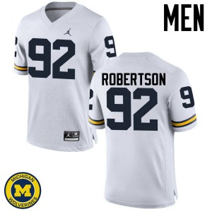 Michigan Wolverines #92 Cheyenn Robertson Men's White College Football Jersey 847381-841