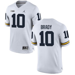 Michigan Wolverines #10 Tom Brady Men's White Stitched Jersey 611459-877