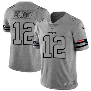 New England Patriots #12 Tom Brady Men's Gray Gridiron II Vapor Untouchable Limited Jersey 338763-680