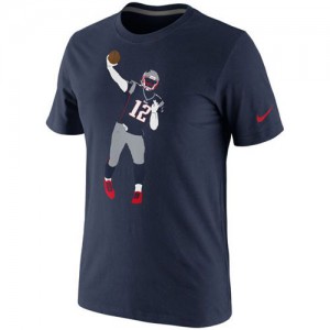 New England Patriots #12 Tom Brady Men's Silhouette Navy T-Shirt 885985-708