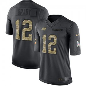 Tampa Bay Buccaneers #12 Tom Brady Men's Black 2016 Stitched Limited Salute to Service Jersey 637907-595