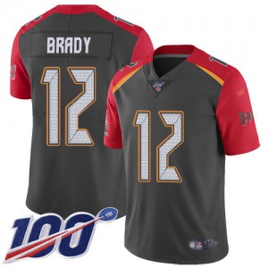 Tampa Bay Buccaneers #12 Tom Brady Men's Gray Inverted Legend 100th Season Stitched Limited Jersey 902171-250