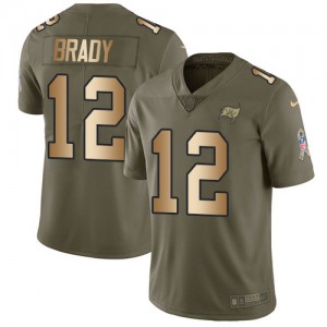 Tampa Bay Buccaneers #12 Tom Brady Youth Olive/Gold 2017 Stitched Limited Salute to Service Jersey 362441-368