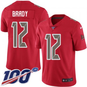 Tampa Bay Buccaneers #12 Tom Brady Men's Red Rush 100th Season Stitched Limited Jersey 597063-820