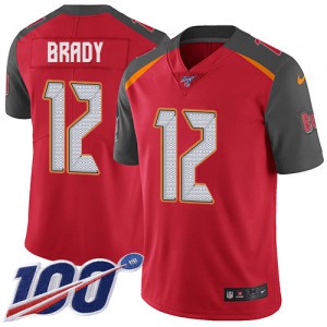 Tampa Bay Buccaneers #12 Tom Brady Youth Red 100th Season Vapor Untouchable Team Color Stitched Limited Jersey 189246-610