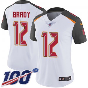 Tampa Bay Buccaneers #12 Tom Brady Women's White Limited Stitched 100th Season Vapor Untouchable Jersey 404090-713