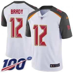 Tampa Bay Buccaneers #12 Tom Brady Youth White Limited Stitched 100th Season Vapor Untouchable Jersey 830699-586