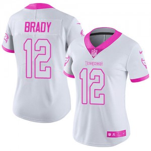 Tampa Bay Buccaneers #12 Tom Brady Women's White/Pink Rush Fashion Stitched Limited Jersey 712493-924