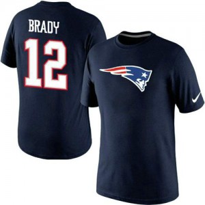 New England Patriots #12 Tom Brady Men's Name & Number Navy Blue T-Shirt 325909-920