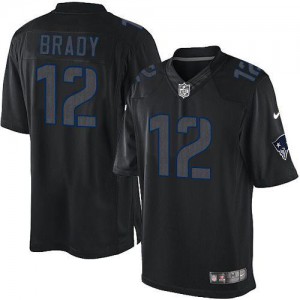 New England Patriots #12 Tom Brady Men's Black Limited Stitched Impact Jersey 224417-288