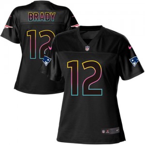 New England Patriots #12 Tom Brady Women's Black Fashion Game Jersey 210446-426