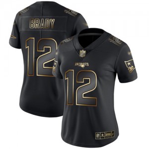 New England Patriots #12 Tom Brady Women's Black/Gold Limited Stitched Vapor Untouchable Jersey 218538-968