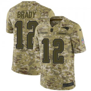 New England Patriots #12 Tom Brady Men's Camo 2018 Stitched Limited Salute to Service Jersey 208889-888