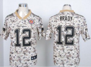 New England Patriots #12 Tom Brady Men's Camo USMC Stitched Elite Jersey 963264-329