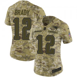 New England Patriots #12 Tom Brady Women's Camo 2018 Stitched Limited Salute to Service Jersey 545758-417
