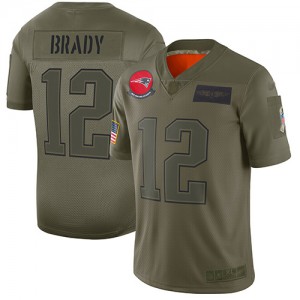 New England Patriots #12 Tom Brady Youth Camo 2019 Stitched Limited Salute to Service Jersey 632945-701