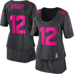 New England Patriots #12 Tom Brady Women's Dark Grey Elite Breast Cancer Awareness Stitched Jersey 427966-155