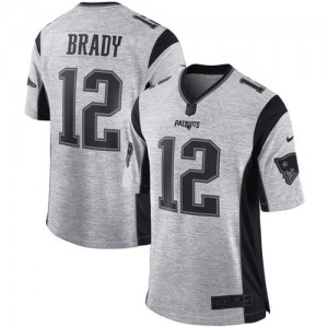 New England Patriots #12 Tom Brady Men's Gray Gridiron Gray II Stitched Limited Jersey 224217-199
